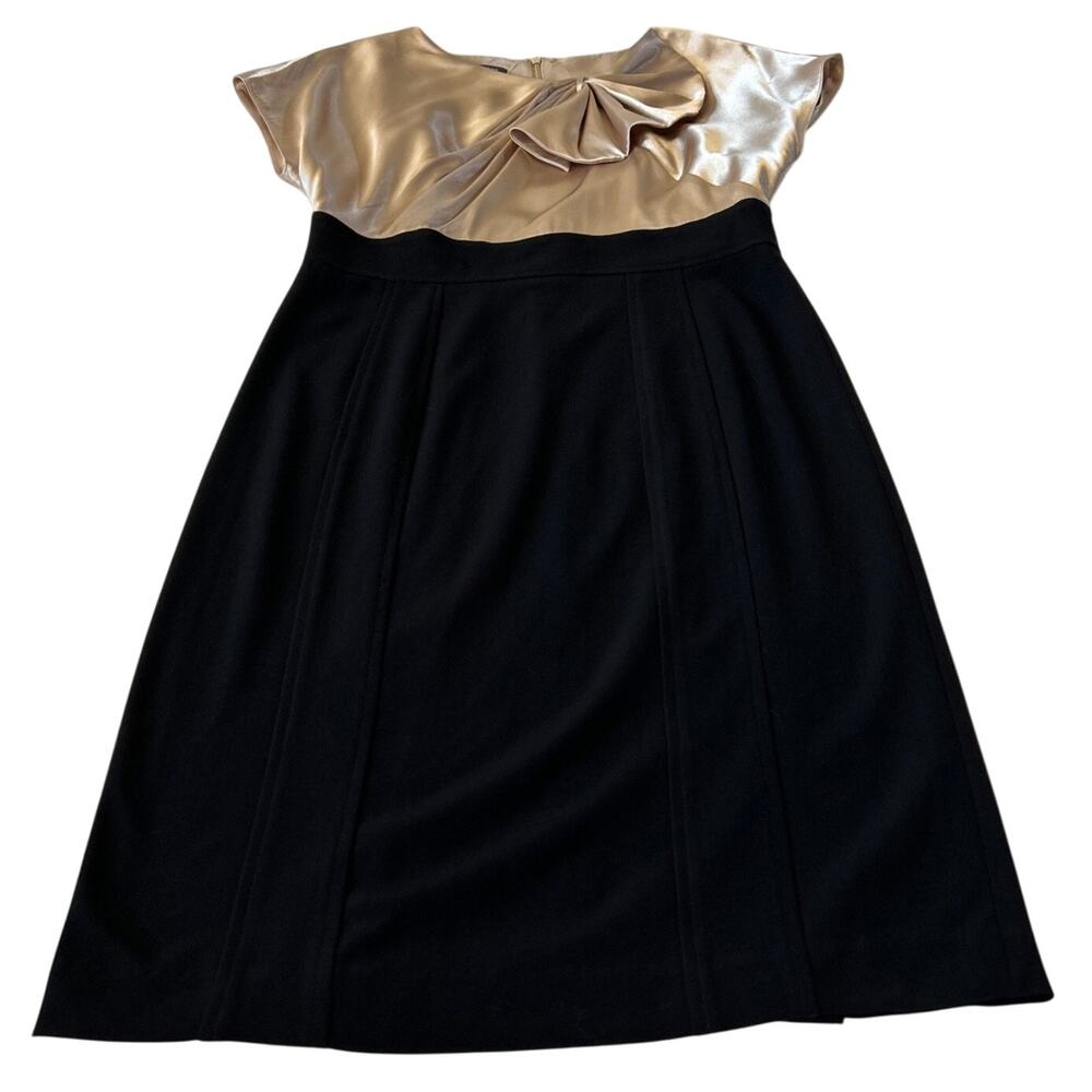 Jones Wear Dress Women's Sheath Black/Tan Bow Size 8